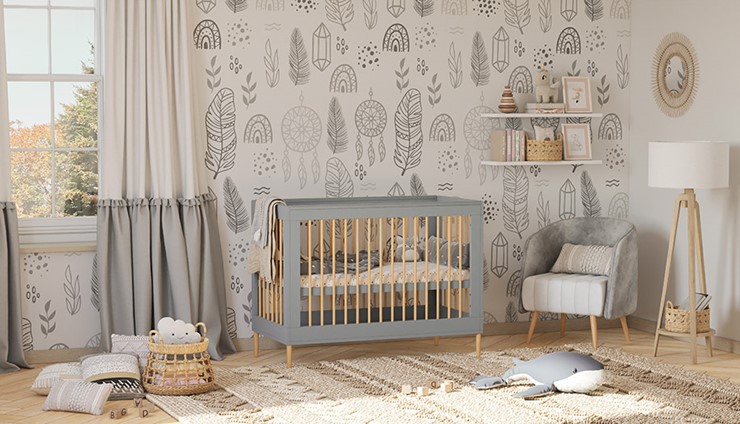 Кровать для новорожденных POLINI Kids Simple 360 Серый / Натуральный в Москве - изображение 7