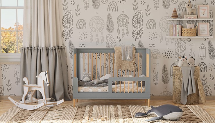 Кровать для новорожденных POLINI Kids Simple 360 Серый / Натуральный в Москве - изображение 8
