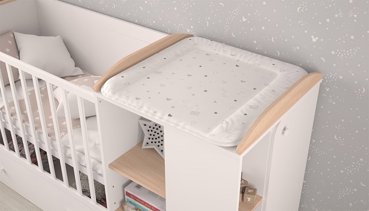 Детская кровать с комодом POLINI Kids Ameli 800 Белый / Дуб пастельный, серия AMELI в Москве - изображение 4