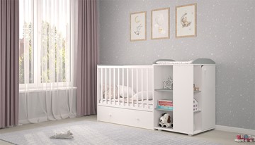 Детская кровать-трансформер с комодом POLINI Kids Ameli 800 Белый / Серый, серия AMELI в Подольске - предосмотр 2
