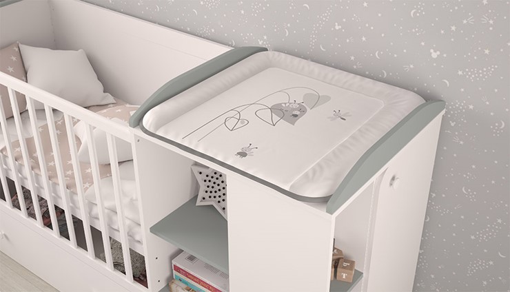 Детская кровать-трансформер с комодом POLINI Kids Ameli 800 Белый / Серый, серия AMELI в Химках - изображение 3