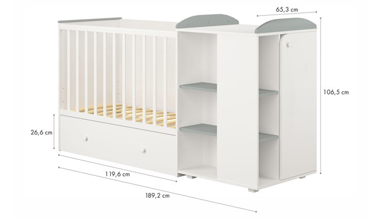 Детская кровать-трансформер с комодом POLINI Kids Ameli 800 Белый / Серый, серия AMELI в Подольске - изображение 4