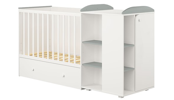 Детская кровать-трансформер с комодом POLINI Kids Ameli 800 Белый / Серый, серия AMELI в Подольске - изображение