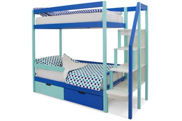 Детская 2-этажная кровать Svogen мятный-синий в Подольске