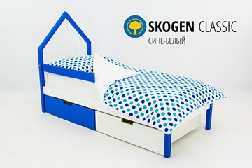 Кровать-домик в детскую мини Skogen сине-белый в Москве