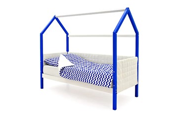 Кровать-домик детская «Svogen сине-белый» мягкая в Химках