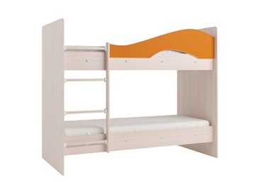 Детская двухъярусная кровать Мая на щитах, корпус Млечный дуб, фасад Оранжевый в Химках