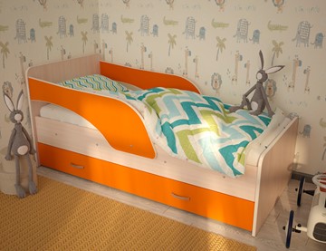 Детская кровать ТМК Максимка, корпус Млечный дуб, фасад Оранжевый в Москве