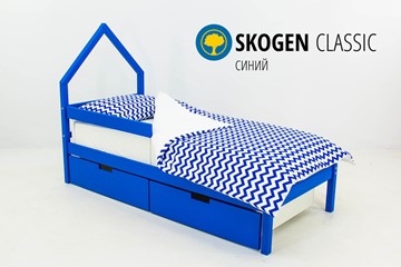 Детская кровать-домик мини Skogen синия в Москве
