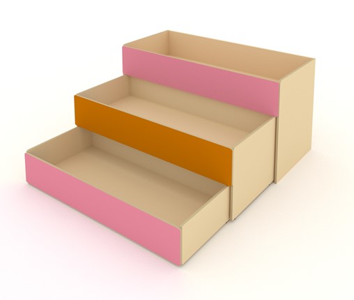 Кровать детская 3-х уровневая КД-3, Беж + Розовый + Оранжевый в Одинцово - изображение