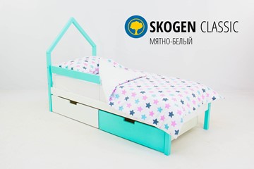 Детская кровать-домик мини Skogen белый-мятный в Москве - предосмотр