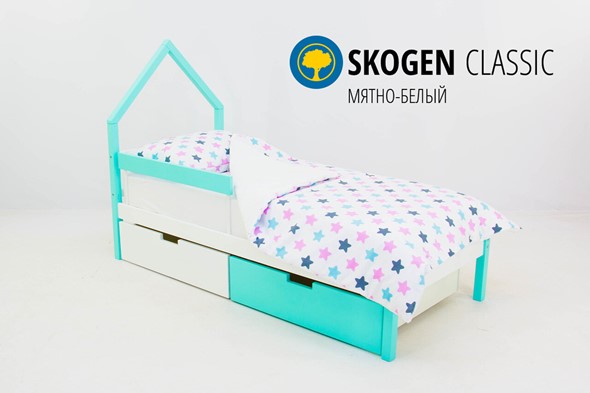 Детская кровать-домик мини Skogen белый-мятный в Подольске - изображение