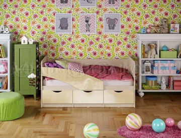 Кровать в детскую Бабочки 800*1800, Ваниль глянец в Москве