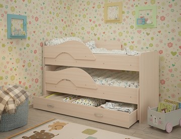 Детская 2-этажная кровать Радуга 1.6 с ящиком, цвет Млечный дуб в Серпухове