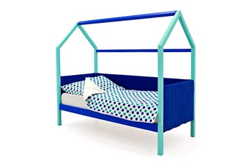 Кровать-домик в детскую Svogen, мятный-синий мягкая в Одинцово