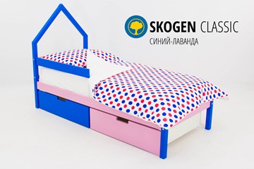 Кровать-домик мини Skogen синий-лаванда в Москве - предосмотр