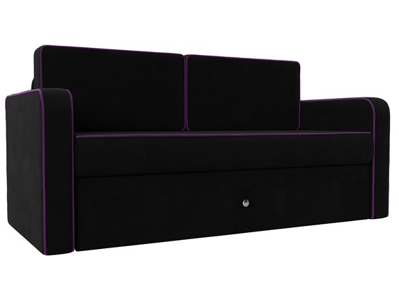 Детский диван-трансформер Смарт, Черный/Фиолетовый (Микровельвет) в Подольске - изображение
