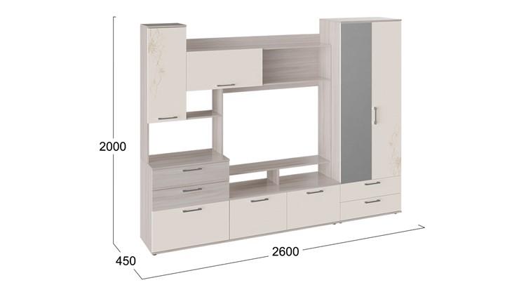 Набор мебели для общей комнаты Марта (Ясень шимо/Сатин матовый с рисунком) в Подольске - изображение 3
