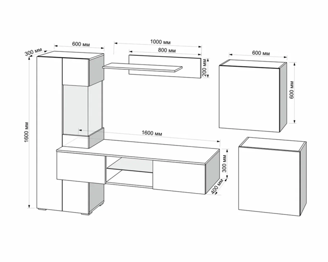 Набор мебели Минель (Дуб Вотан/Черный) в Подольске - изображение 2