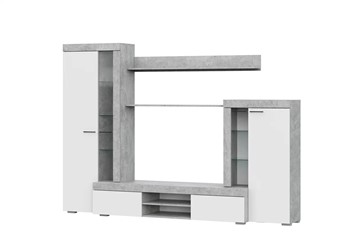 Набор мебели в гостиную МГС-5, цемент светлый/белый в Подольске