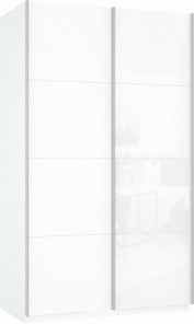 Шкаф-купе Прайм (ДСП/Белое стекло) 1600x570x2300, белый снег в Химках