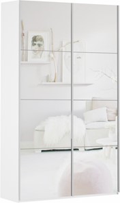 Шкаф двухдверный Прайм (Зеркало/Зеркало) 1200x570x2300, белый снег в Одинцово - предосмотр