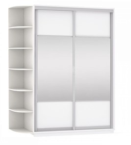 Шкаф 2-х створчатый Экспресс (Комби), со стеллажом 1500x600x2200, белый снег в Подольске