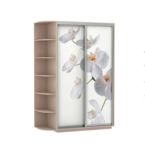 Шкаф 2-створчатый Экспресс 1500x600x2200, со стеллажом, Орхидея белая/дуб молочный в Москве