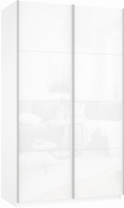 Шкаф 2-дверный Прайм (Белое стекло/Белое стекло) 1200x570x2300, белый снег в Одинцово - предосмотр