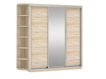 Шкаф 3-дверный Экспресс (ДСП/Зеркало/ДСП) со стеллажом, 2100х600х2400, дуб сонома в Подольске