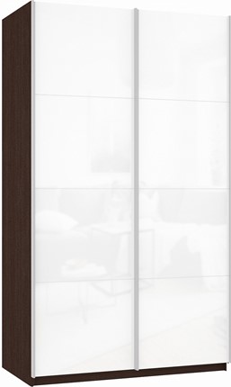 Шкаф 2-х дверный Прайм (Белое стекло/Белое стекло) 1200x570x2300, венге в Москве - изображение