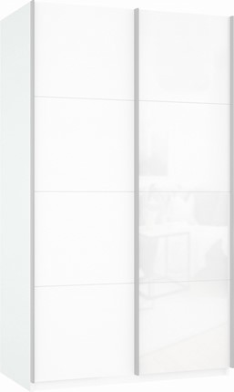 Шкаф-купе 2-х дверный Прайм (ДСП/Белое стекло) 1200x570x2300, белый снег в Одинцово - изображение