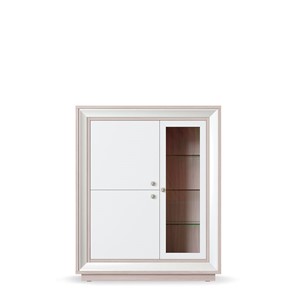 шкаф 3-х дверный (1 стеклодверь) низкий Прато 1179, Ясень светлый \ жемчуг в Одинцово