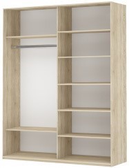 Шкаф 2-х дверный Прайм (Зеркало/Белое стекло) 1400x570x2300, дуб сонома в Одинцово - предосмотр 1