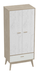 Шкаф для одежды Калгари, Дуб натуральный светлый/Белый матовый в Подольске