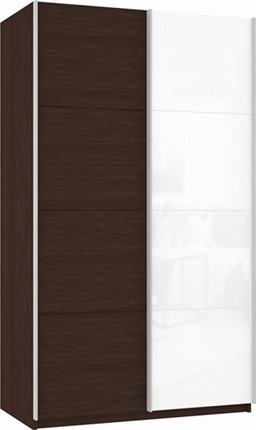 Шкаф двухдверный Прайм (ДСП/Белое стекло) 1600x570x2300, венге в Одинцово - изображение