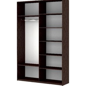 Шкаф 2-х створчатый Прайм (Зеркало/Белое стекло) 1600x570x2300, венге в Серпухове - предосмотр 1