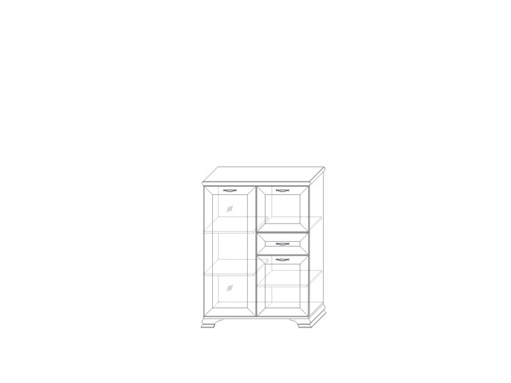 Низкий шкаф (1 стеклодверь) Сиена, Бодега белый / патина золото в Москве - изображение 1
