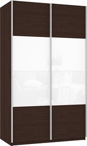 Шкаф двухдверный Прайм (ДСП/Белое стекло) 1600x570x2300, венге в Подольске - предосмотр 2