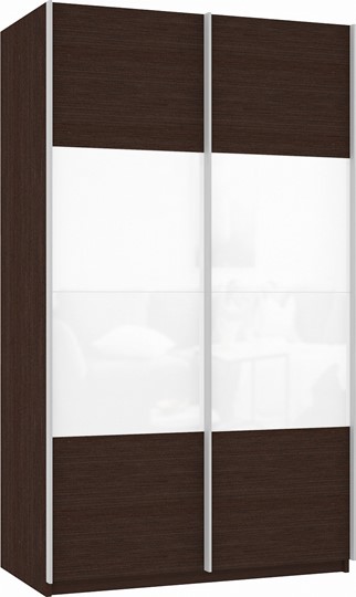 Шкаф двухдверный Прайм (ДСП/Белое стекло) 1600x570x2300, венге в Серпухове - изображение 2