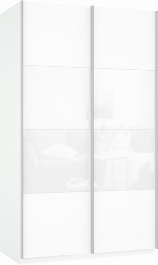 Шкаф-купе Прайм (ДСП/Белое стекло) 1600x570x2300, белый снег в Москве - изображение 2