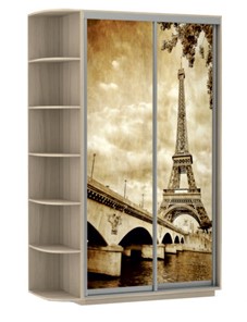 Шкаф 2-дверный Хит, 1500x600x2200, фотопечать, со стеллажом, париж, шимо светлый в Подольске