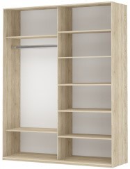 Шкаф Прайм (Зеркало/Белое стекло) 1400x570x2300, бетон в Подольске - предосмотр 1