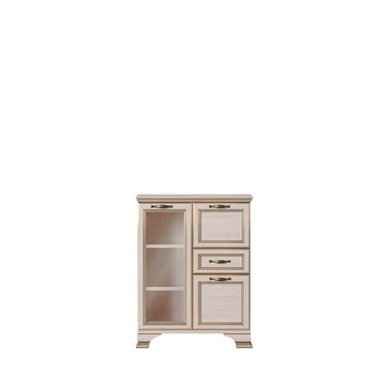 Низкий шкаф (1 стеклодверь) Сиена, Бодега белый / патина золото в Химках - изображение