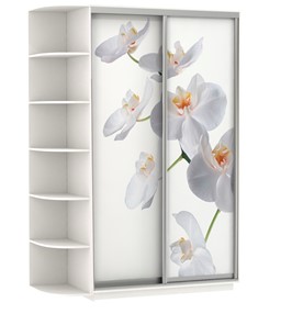 Шкаф 2-х дверный Экспресс 1700x600x2200, со стеллажом, Орхидея белая/белый снег в Москве - предосмотр