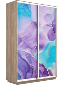 Шкаф 2-створчатый Экспресс 1200x450x2200, Абстракция фиолетовая/дуб сонома в Подольске