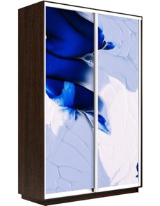 Шкаф 2-дверный Экспресс 1600x450x2200, Абстракция бело-голубая/венге в Москве - предосмотр