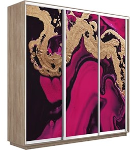 Шкаф 3-х створчатый Экспресс 1800х600х2400, Абстракция розовая/дуб сонома в Серпухове