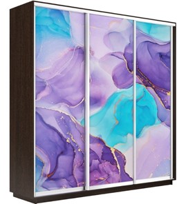 Шкаф 3-дверный Экспресс 2100х600х2200, Абстракция фиолетовая/венге в Одинцово
