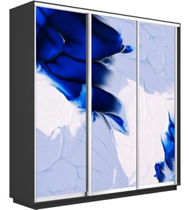 Шкаф 3-створчатый Экспресс 2400х600х2200, Абстракция бело-голубая/серый диамант в Серпухове